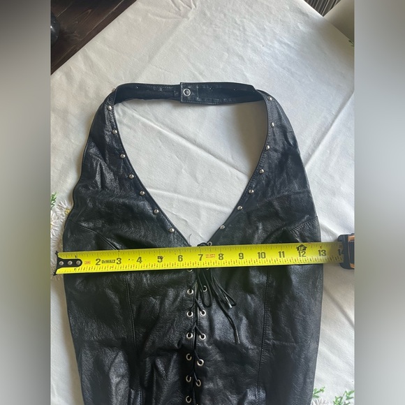 Vintage XTC Black Leather Sexy Lace Up Bodysuit Size L Deadstock - Picture 11 of 12